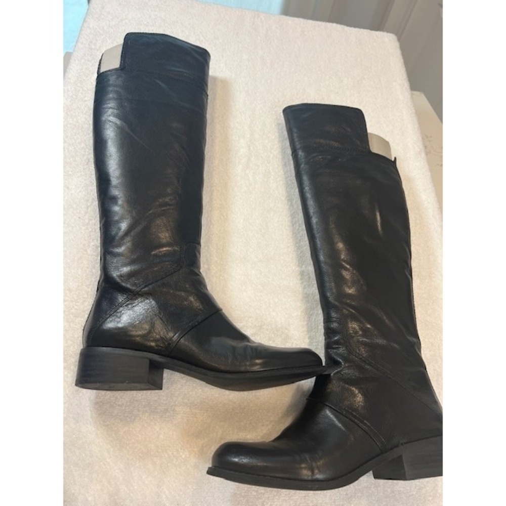 Nine West Noriko Black Knee-High Leather Riding Boots Women 7 M , Gently worn ! - Picture 14 of 16